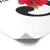 モノグラムパーソナライズされた編集可能J文字赤花 ポスター (角)