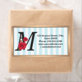 モノグラムパーソナライズされた編集可能M文字赤花f ラベル (インサイチュ)