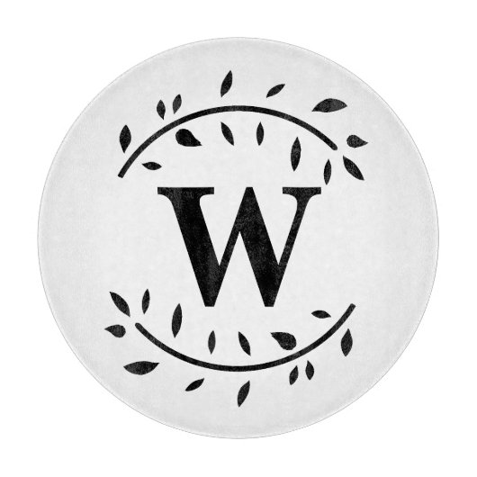 モノグラムパーソナライズされた葉リース切断板 カッティングボード (正面)