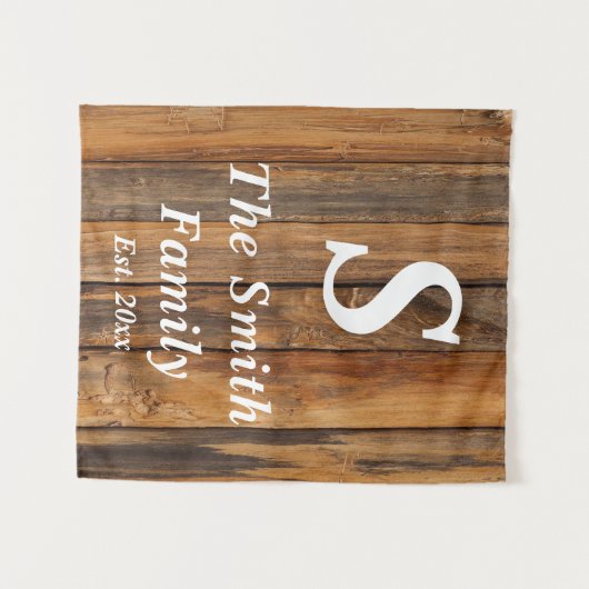 モノグラムパーソナライズされた記念日パーティー背景 タペストリー (正面(横))