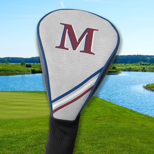 モノグラムパーソナライズされた赤白青ストライプ ゴルフヘッドカバー