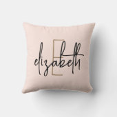 モノグラムパーソナライズされた赤面ピンク クッション (裏面)