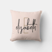 モノグラムパーソナライズされた赤面ピンク クッション (正面)
