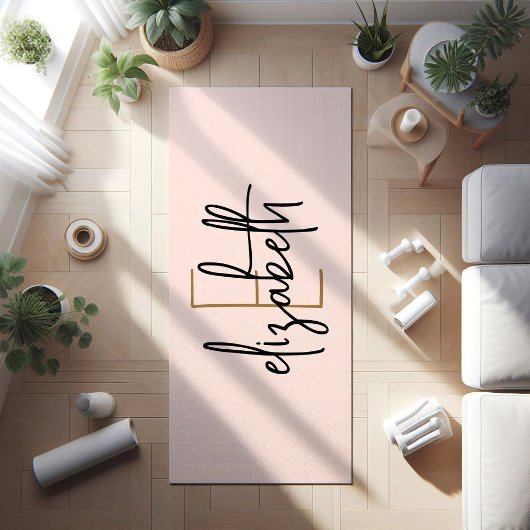 モノグラムパーソナライズされた赤面ピンク ヨガマット