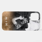 モノグラムパーソナライズされた金ゴールドグラデーション写真 iPhone 16ケース (裏面横)
