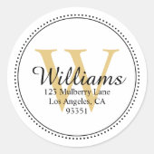 モノグラムパーソナライズされた金ゴールド差出人住所 ラウンドシール (正面)