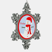 モノグラムパーソナライズされた雪だるまスノーフレークオーナメント スノーフレークピューターオーナメント (左)