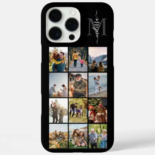 モノグラムパーソナライズされた12フォトコラージュ Case-Mate iPhoneケース (裏面)