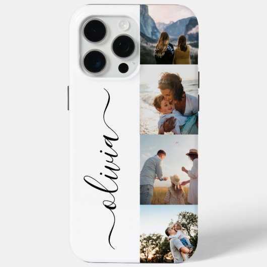 モノグラムパーソナライズされた4フォトコラージュ Case-Mate iPhoneケース (裏面)