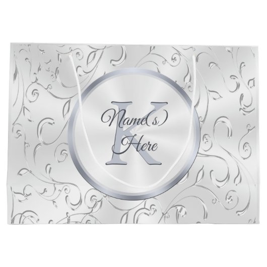 モノグラムパーソナライズされた、の結婚抱き枕、4サイズ ラージペーパーバッグ (裏面)