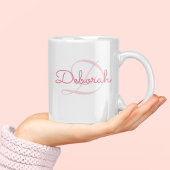 モノグラムパーソナライズされた・ピンクと名付ける ツートーンマグカップ