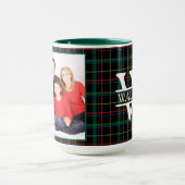 モノグラムパーソナライズされた、名前、フォトダークプレイド マグカップ (中央)