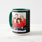 モノグラムパーソナライズされた、名前、フォトダークプレイド マグカップ (正面左)