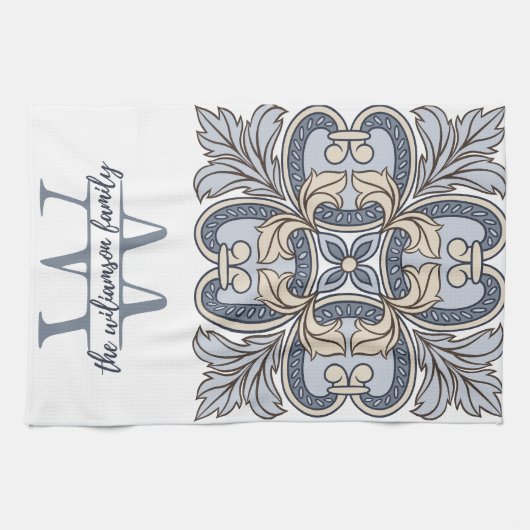 モノグラムパーソナライズされたWキッチンタオル キッチンタオル (横)