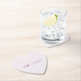 モノグラムパーソナライズピンクハートペーパーコースター ペーパーコースター