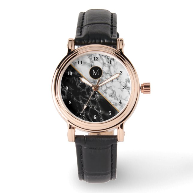 モノグラムパーソナルウォッチ白黒大理石 腕時計 (正面)