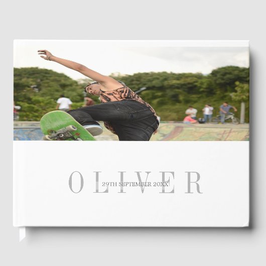 モノグラムパーソナルフォトモダンバー(ユダヤ教の)バル・ミツバー ゲストブック (正面)