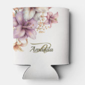 モノグラムパーティー水彩ボホピンクエレガント花 缶クーラー (裏面)