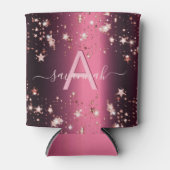 モノグラムパープピンク星バラ金ゴールド名 缶クーラー (正面)