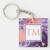 モノグラムパープルとサンゴ抽象芸術 キーホルダー (正面)