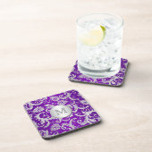 モノグラムパープルとシルバーのダマスクのコースターセット(6) コースター (右側)