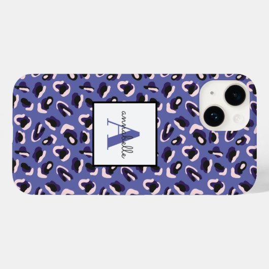 モノグラムパープルアニマルヒョウパーソナライズされたプリント Case-Mate iPhoneケース (裏面 (横))