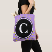 モノグラムパープルイエロー水玉模様 トートバッグ (クローズアップ)