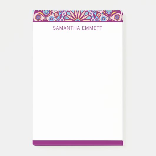 モノグラムパープルカラフルマンダラPost-it® Notes ポストイット (正面)