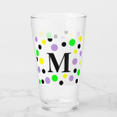 モノグラムパープルグリーンイエロー水玉模様 タンブラーグラス (裏面)