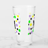 モノグラムパープルグリーンイエロー水玉模様 タンブラーグラス (左)