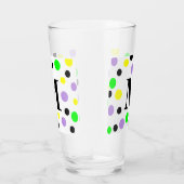 モノグラムパープルグリーンイエロー水玉模様 タンブラーグラス (右)