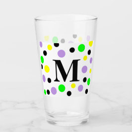 モノグラムパープルグリーンイエロー水玉模様 タンブラーグラス