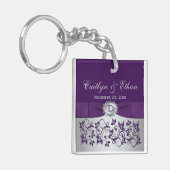 モノグラムパープルグレーフローラアクリルキーチェーン キーホルダー (正面左)