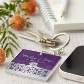 モノグラムパープルグレーフローラアクリルキーチェーン キーホルダー (正面右)