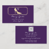 モノグラムパープルゴールデンフレームシューズヒール金ゴールド 名刺 (正面/裏面)