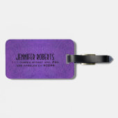 モノグラムパープルスエードレザーフローラデザイン ラゲッジタグ (裏面横)