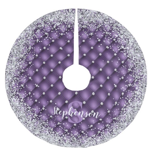 モノグラムパープルタフテッドダイヤモンドシルバーグリッターグラム ブラッシュドポリエステルツリースカート (正面)