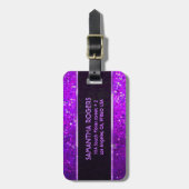 モノグラムパープルトーングリッターテクスチャ ラゲッジタグ (正面縦)