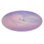 モノグラムパープルピンクのグラデーションハート カッティングボード (角)