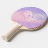モノグラムパープルピンクのグラデーションハート 卓球ラケット (正面アングル)