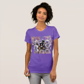 モノグラムパープルピンクパンジー水彩 Tシャツ (正面フル)