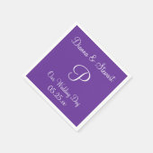 モノグラムパープルフォーマルハート無地のカラー紙昼寝 スタンダードカクテルナプキン (角)
