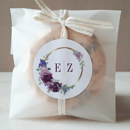 モノグラムパープルフローラボホ金ゴールドフレーム結婚ズ ラウンドシール