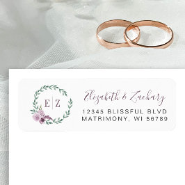 モノグラムパープルフローラリース差出人住所 ラベル