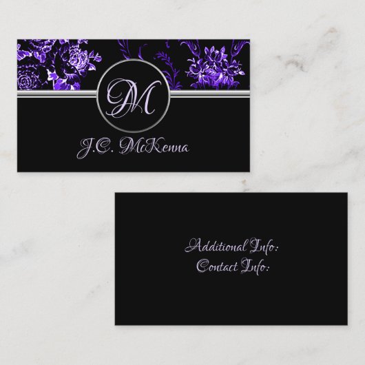 モノグラムパープルフローラ名刺 名刺 (正面/裏面)