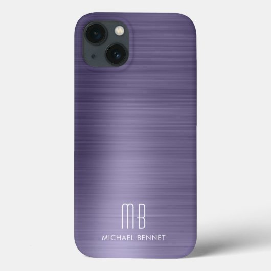 モノグラムパープルブラシ仕上げ金属 Case-Mate iPhoneケース (裏面)