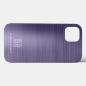 モノグラムパープルブラシ仕上げ金属 Case-Mate iPhoneケース (裏面 (横))