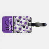 モノグラムパープルブラックサッカーボールパターン ラゲッジタグ (裏面横)