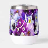 モノグラムパープルブルーホワイトパンジーフローラ花 (正面)