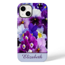 モノグラムパープルブルーホワイトパンジーフローラ